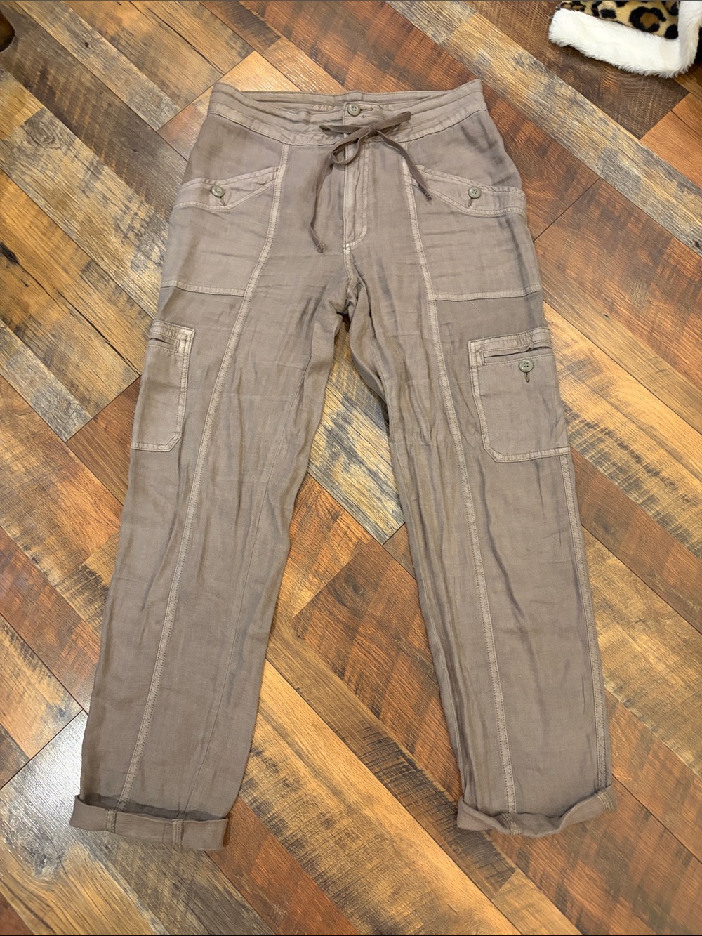 American Eagle Outfitters Women’s Cargo Drawstring Pants - Taupe